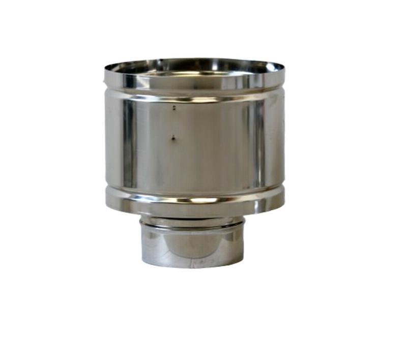 TERMINALE TORRETTA ANTIVENTO ACCIAIO INOX base tonda doppia parete