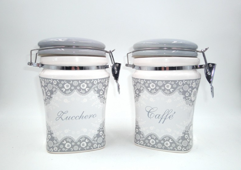 Set 3 Barattoli Sale Zucchero e Caffè 750 ml in Ceramica VdE