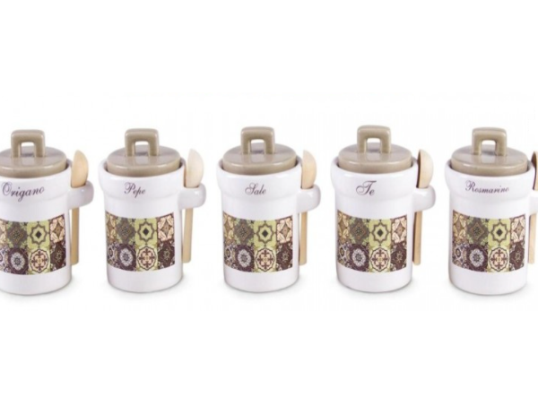 Porta Spezie in porcellana decoro cementine