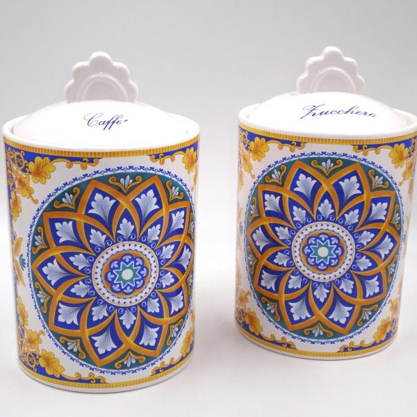 Set Barattoli Zucchero e Caffè in porcellana decoro Positano