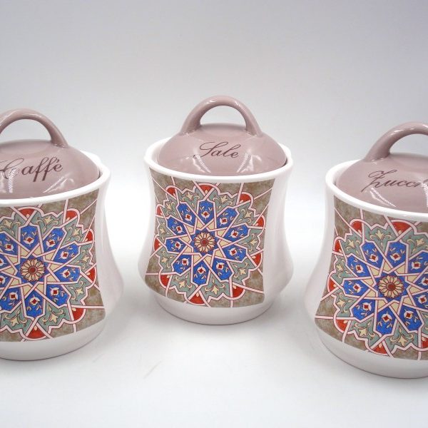 Set Barattoli da cucina Sale Zucchero e Caffè con decoro Marrakech