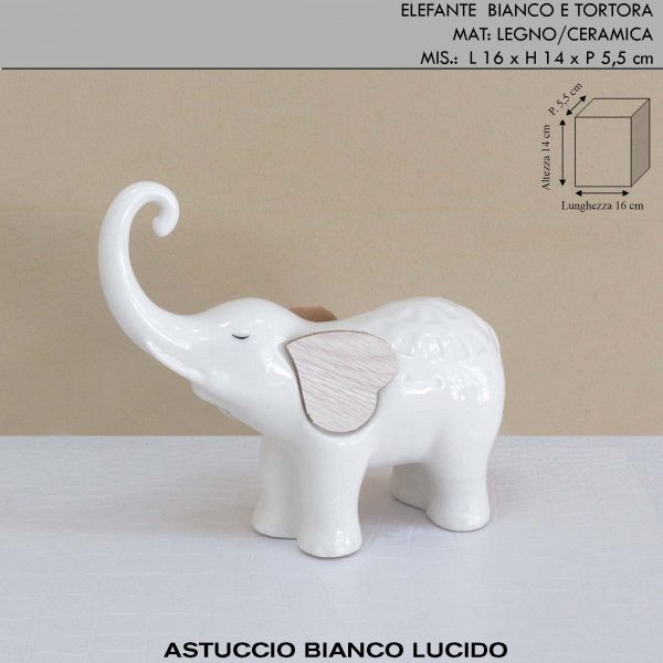 Elefante in legno e ceramica h.14 cm - idea bomboniera