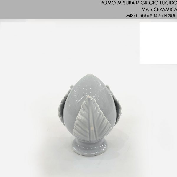 Pomo medio in ceramica grigio lucido h.20,5 cm