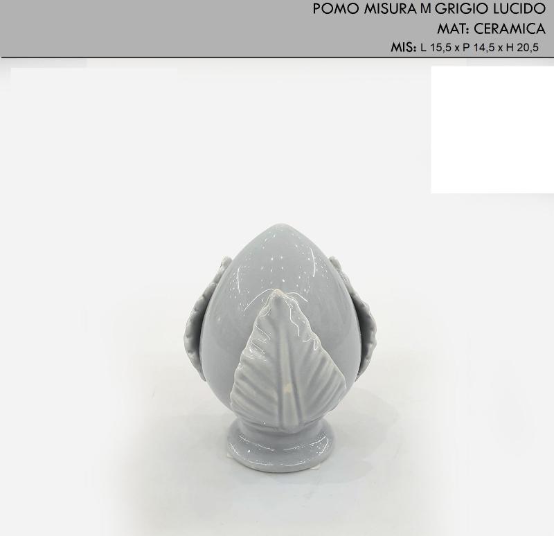Pomo medio in ceramica grigio lucido h.20,5 cm