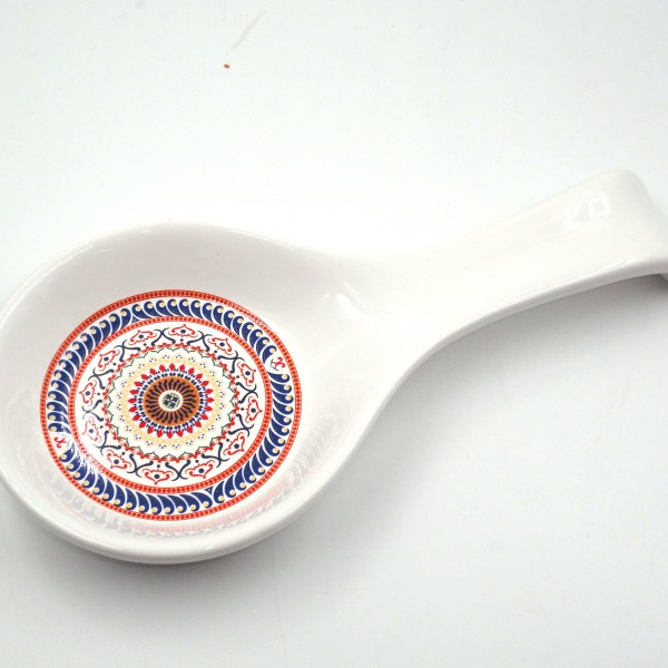 Poggiamestolo in porcellana decoro Greca