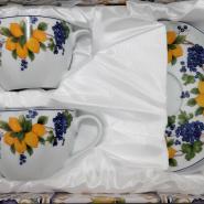Set 2 tazze da tè in porcellana decoro limoni - immagine 2