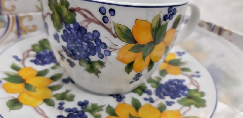 Set 2 tazze da tè in porcellana decoro limoni - immagine 4