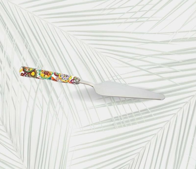 Paletta Colorful per Torta, acciaio e porcellana - con astuccio misura 25,3x3x5 cm