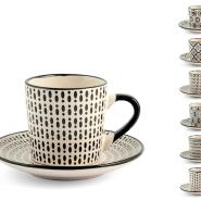Set 6 tazzine caffè Vhera in stoneware con piattino