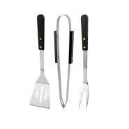 Set 3 attrezzi Barbecue in acciaio inox con manico in legno e valigetta