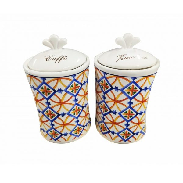 Set Barattoli da cucina Sale Grosso e Fino in porcellana decoro Amalfi
