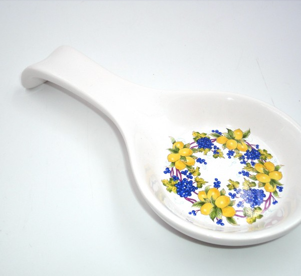 Poggiamestolo in porcellana decoro Limoni