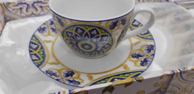 Set 2 tazze da tè in porcellana decoro blu - immagine 2