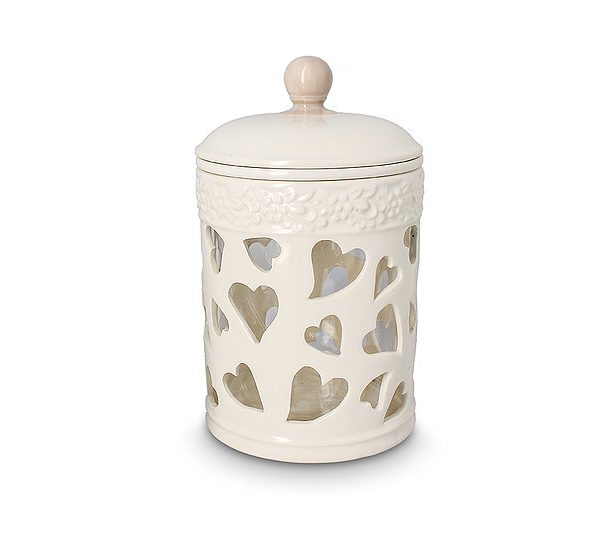 Barattolo vetro e ceramica cuori  h. 13 cm – idea casa e bomboniera