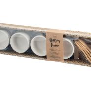 Tagliere happy hour in ardesia e bambu' 40x9 cm con 4 coppette - immagine 2