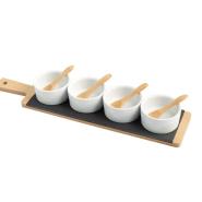 Tagliere happy hour in ardesia e bambu' 40x9 cm con 4 coppette
