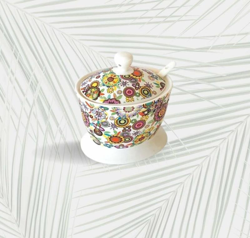 Zuccheriera in Porcellana Colorful con astuccio misura 10 cm
