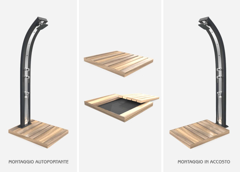 Piatto Doccia TOP in Legno Okumè Arkema D106 con vasca di raccolta - immagine 3