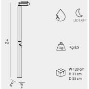 Doccia Tradizionale QUICK Q805 In Alluminio Smontabile Con Miscelatore E Luce LED Arkema - immagine 2