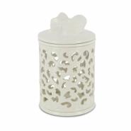 Barattolino in porcellana bianca e vetro h.17 cm – idea bomboniera