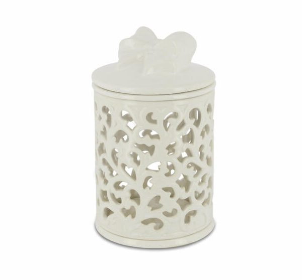 Barattolino in porcellana bianca e vetro h.17 cm – idea bomboniera Barattolino in porcellana bianca e vetro h.17 cm – idea bomboniera