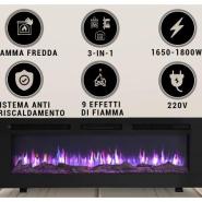 Caminetto elettrico Leif 50" - a pavimento o a muro 1800 W - immagine 6