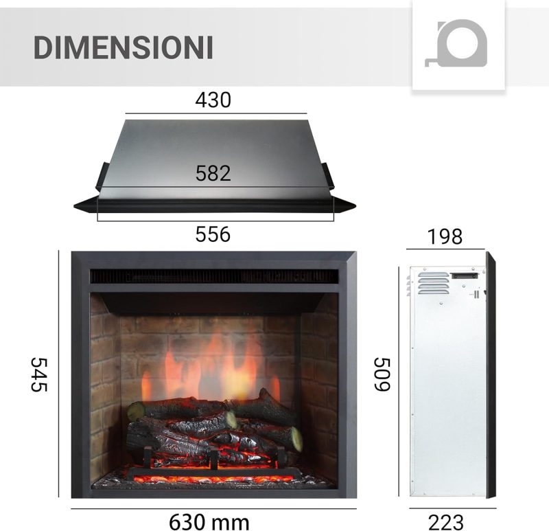 Caminetto Elettrico da Incasso 2000W Calida 23” - immagine 2