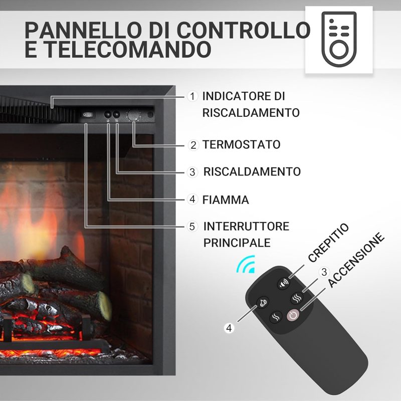 Caminetto Elettrico da Incasso 2000W Calida 30” - immagine 9