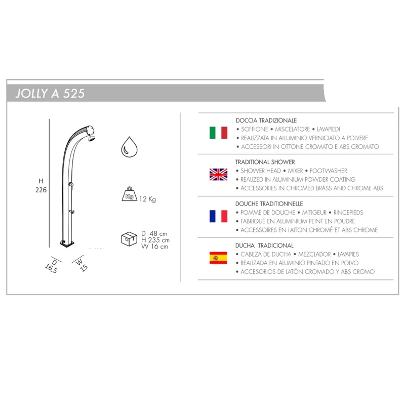 Doccia Tradizionale da Giardino Jolly A525 in Alluminio con lavapiedi - immagine 19