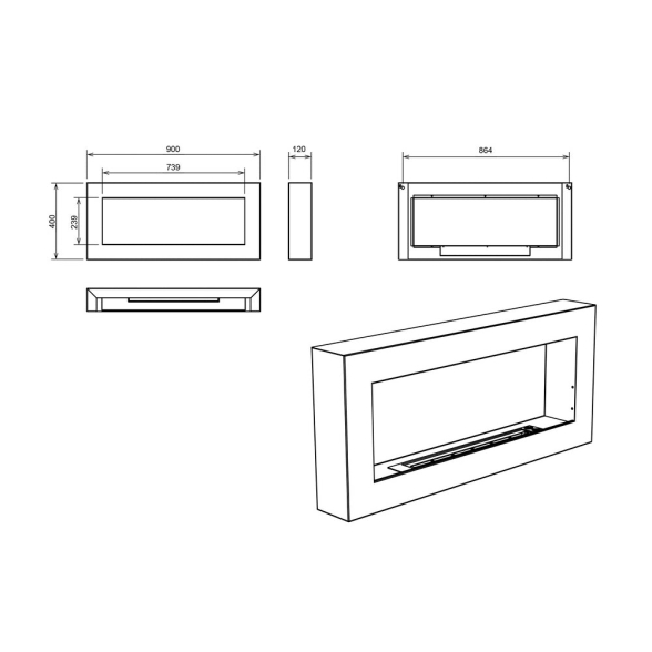 Camino a bioetanolo da parete SIENA 90 BIANCO - immagine 8