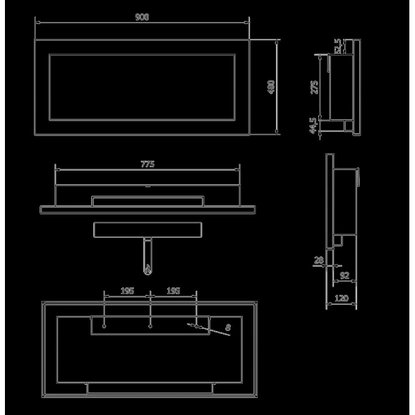 Camino a bioetanolo da parete o incasso Livorno L 90 BIANCO Con vetro - immagine 6