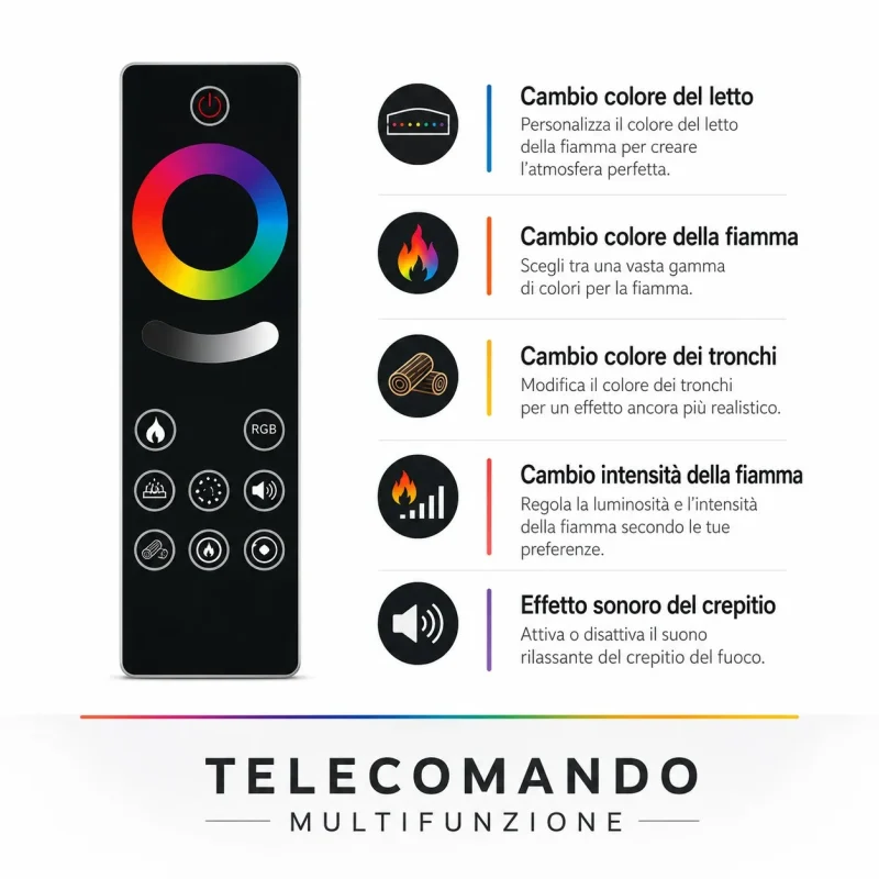 Caminetto Elettrico da incasso LED RGB Detroit 130 - immagine 7